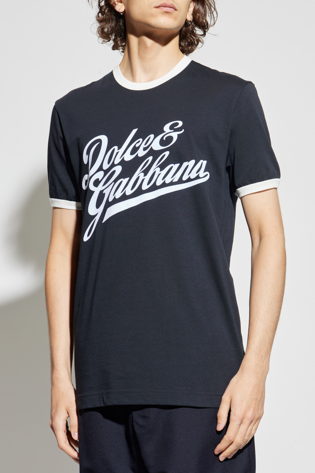 Dolce & Gabbana グラフィックTシャツ Cream T-shirt with embroidered logo Dolce & Gabbana - Vitkac AS